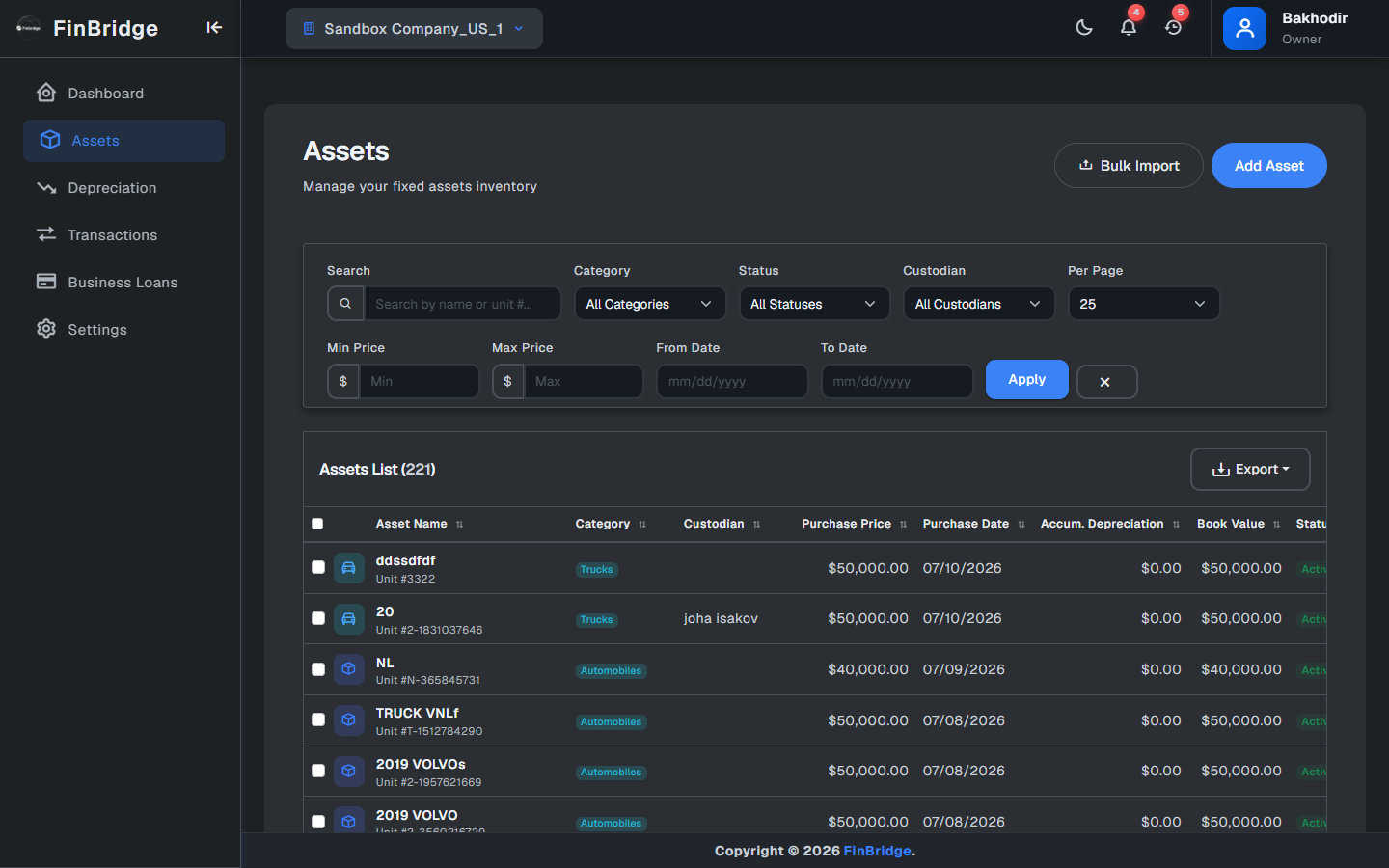 Asset Registry Mockup