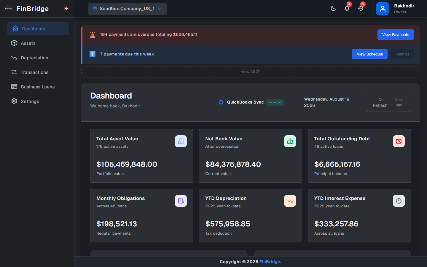 QuickAssets Dashboard